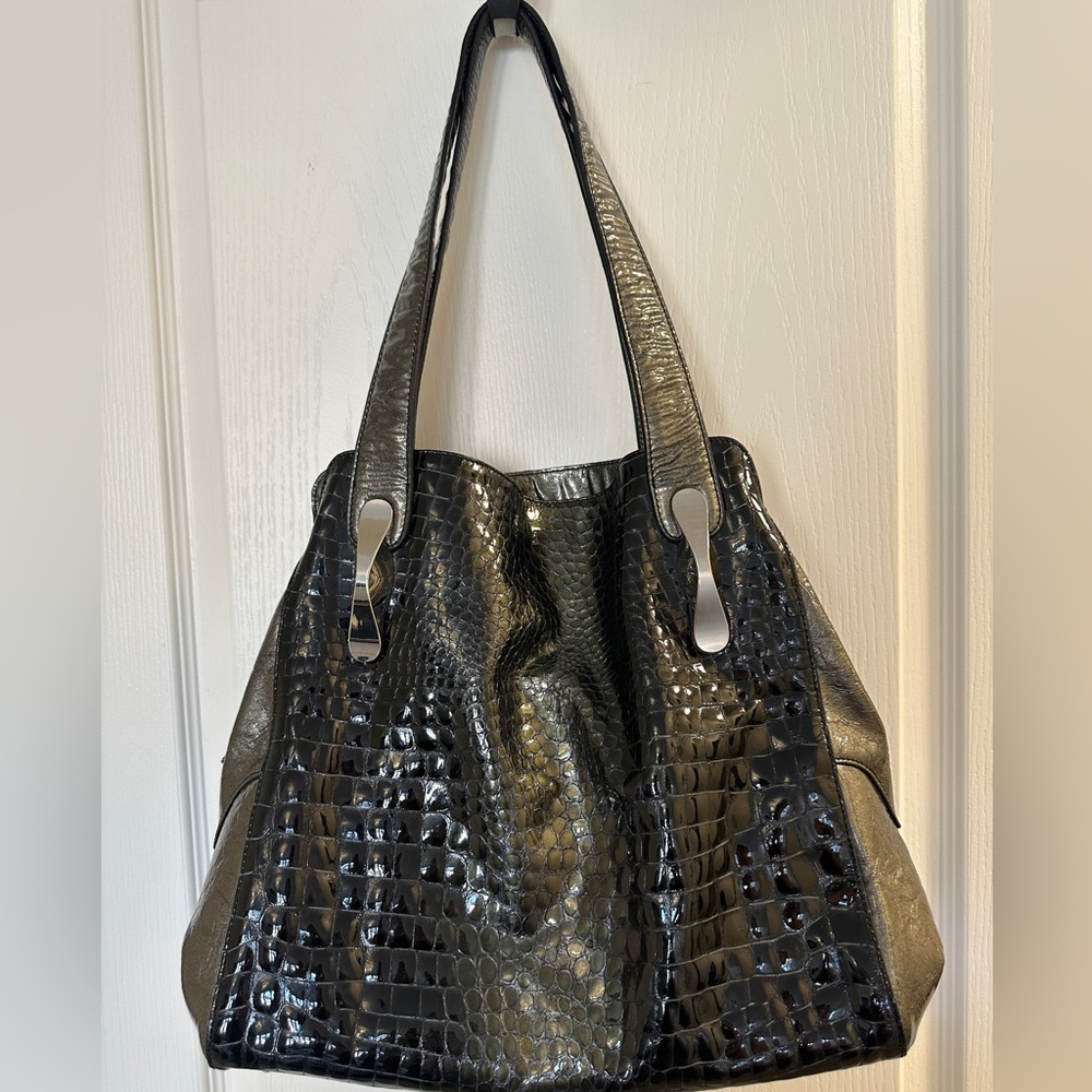 Cromia Italian Leather Shoulder Bag - Aligator Texture
